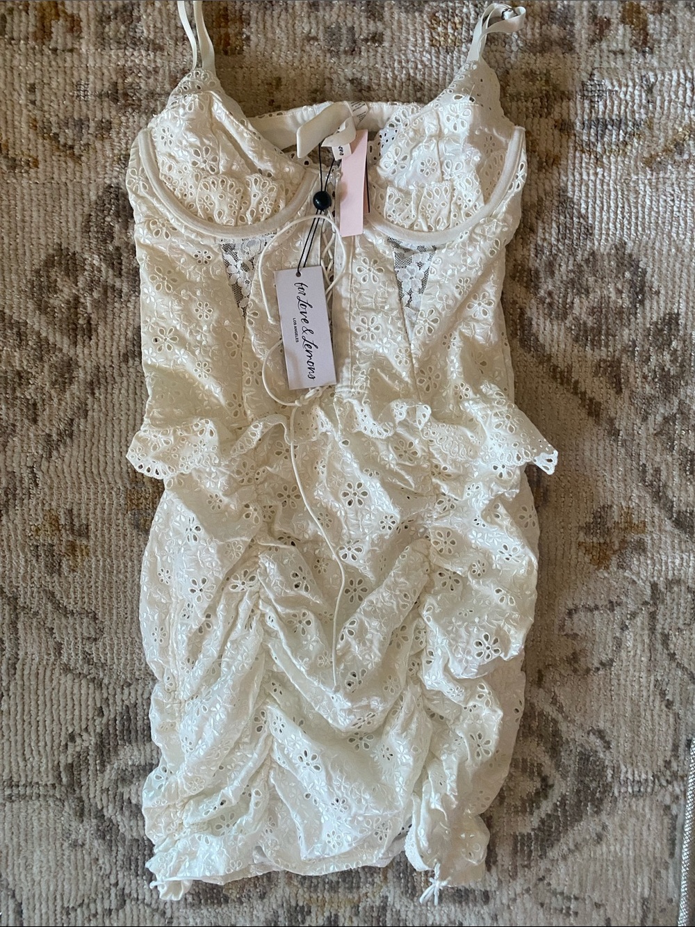 For Love & Lemons Ivory Eyelet Lace Slip Dress